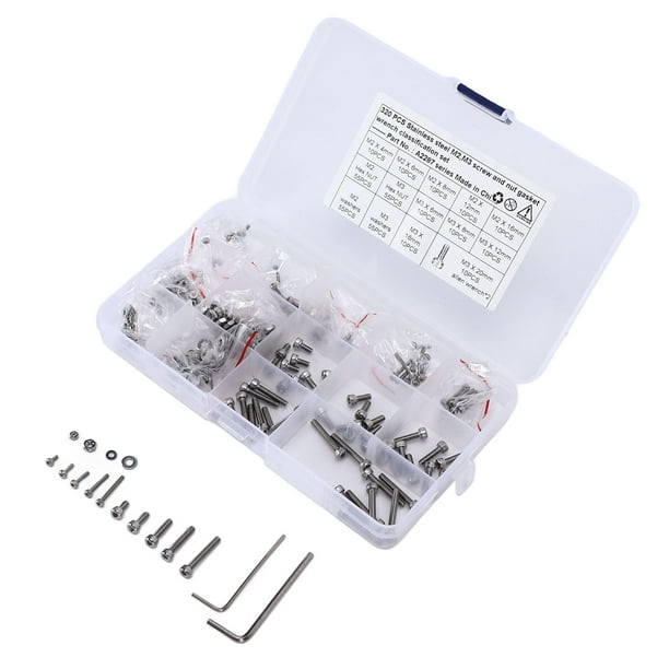 Kit de tornillos, tuercas y juntas, 320 piezas, juego de tornillos, tuercas y juntas, tornillos, tuercas y arandelas, fiabilidad excepcional