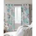 thumbnail image 3 of Turquoise Coral Conch Blackout Curtains for Bedroom Living Room, Starfish Turtle Shell Wood Grain 54 In Long Thermal Insulated Room Darkening Drapes Grommet Window Treatments, 52 x 54 In, 3 of 9