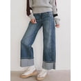 thumbnail image 2 of EMMIOL Women's Mid Rise Boyfriend Patchwork Straight & Wide Leg Denim Pants Trendy 2026 Jeans, 2 of 6