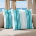 thumbnail image 5 of Pillow Covers 18x18 Set of 2, Turquoise Ombre Stripe Square Throw Pillow Covers for Couch/Sofa/Living Room, Farmhouse Simple Striped Decorative Soft Pillowcases for Couch Throw Pillows, 5 of 9