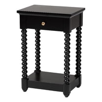 Baxton Studio Terentia Nightstand with Bobbin Legs 1-Drawer Black