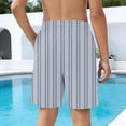 thumbnail image 6 of Boys Drawstring Shorts, Striped Athletic Running Gym Play Shorts for Kids with Pockets, Gray, Stretch Polyester Spandex, Sizes 4T-14,Size 12-13T, 6 of 8