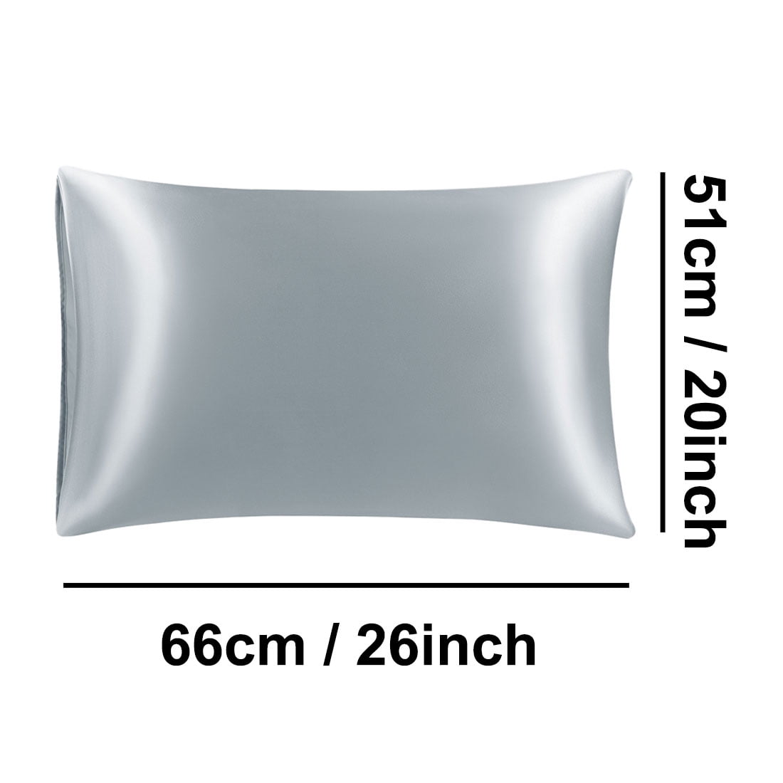 PiccoCasa 25 Momme Silk Pillow Cover with Envelope Closure, Silver Grey Queen(20"x30")