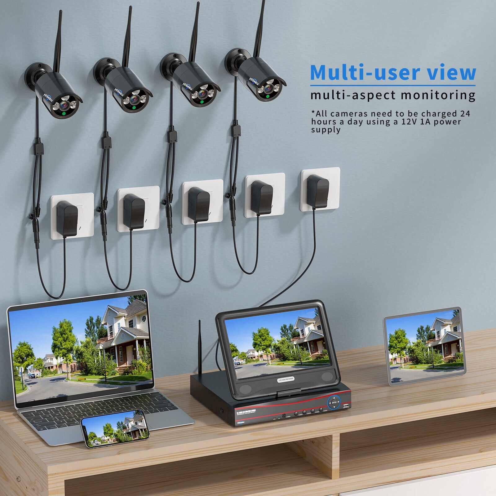 Hiseeu Security Camera System with 10.1'' Monitor, 1TB Hard Drive