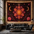 thumbnail image 6 of Sun Face Within Layered Lotus Mandala, Peaceful Boho for Meditation Enthusiasts, Celestial Wall Art, New Home Gift, Tapestry Wall Hanging for Yoga Room and Bedroom, 6 of 7