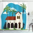 thumbnail image 1 of Ambesonne Spanish Shower Curtain, Cottage House Palms, 69"Wx84"L, Multicolor, 1 of 3