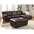 thumbnail image 1 of 1PerfectChoice 3Pcs Nigel Dark Brown Leather Sectional Sofa Set Ottoman, 1 of 3