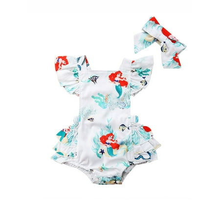 

Toddler Newborn Baby Girl Cartoon Mermaid Bodysuit Romper Jumpsuit Clothes