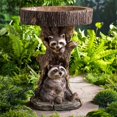 thumbnail image 2 of Adornos de decoración de jardín, adornos de jardín artesanales (comedero pequeño para pájaros mapaches), 2 of 3