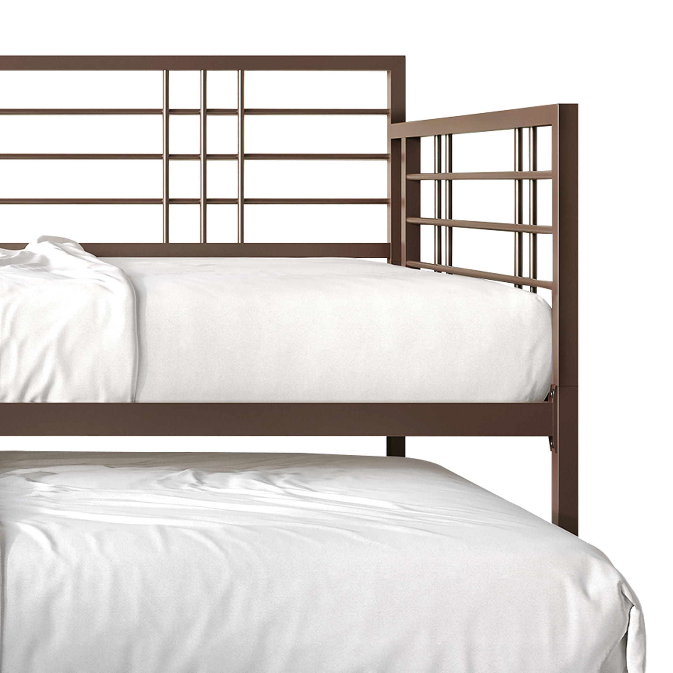 Castle Place Elegance Metal Twin Daybed with Trundle, Brown