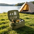 thumbnail image 2 of Camp Kitchen Storage Camping Utensil Rack With Front Pocket And Mesh And Hanging Webbing Portable Utensil For Cooking Barbecue Closest Organization Storage Container Bags Closed Storage Towel for, 2 of 5