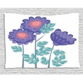 thumbnail image 1 of Aster Tapestry, Ornamental Aster Flower Bouquet with Hand Drawn Flourishing Petals Autumn, Wall Hanging for Bedroom Living Room Dorm Decor, 80W X 60L Inches, Violet Coral Seafoam, by Ambesonne, 1 of 2