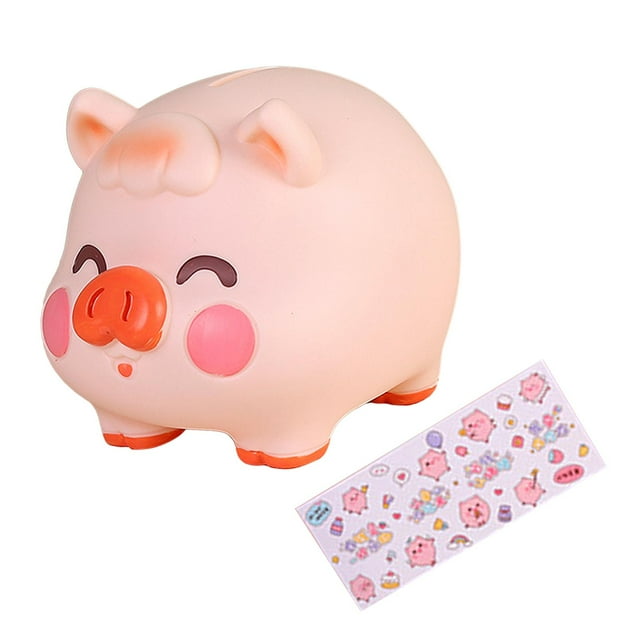 Hucha decorativa para mesa, estatua de cerdo para regalo de cumpleaños infantil S