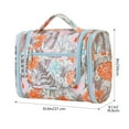 thumbnail image 5 of Large Hanging Travel Toiletry Bag Dopp Kit with Hook Cosmetic Makeup Organizer with Brush Holder Water-Resistant Bathroom for Women Men, Orange Flower, 5 of 8