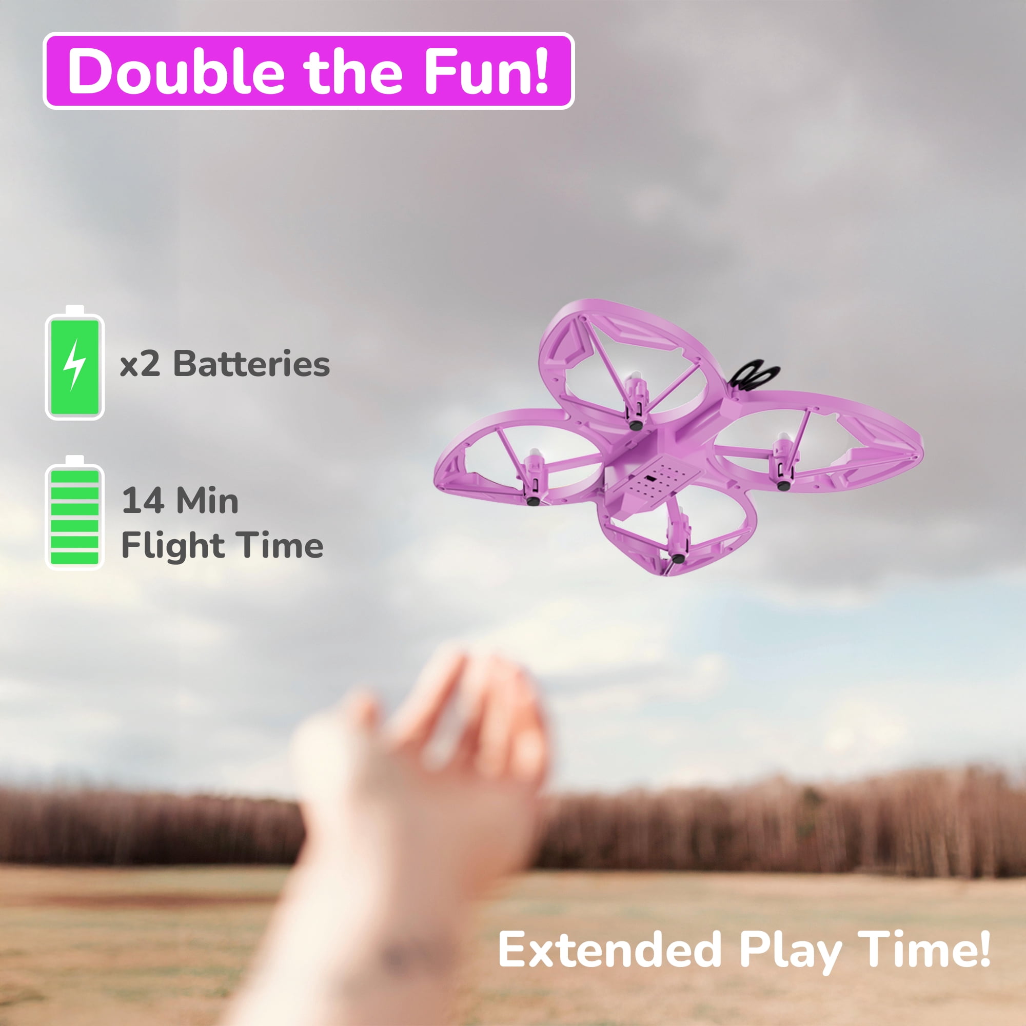 Contixo Mini Drone for Kids, Kids Drones for Adults with LED Lights, Altitude Hold, and 14-Min Flight, Pink Butterfly