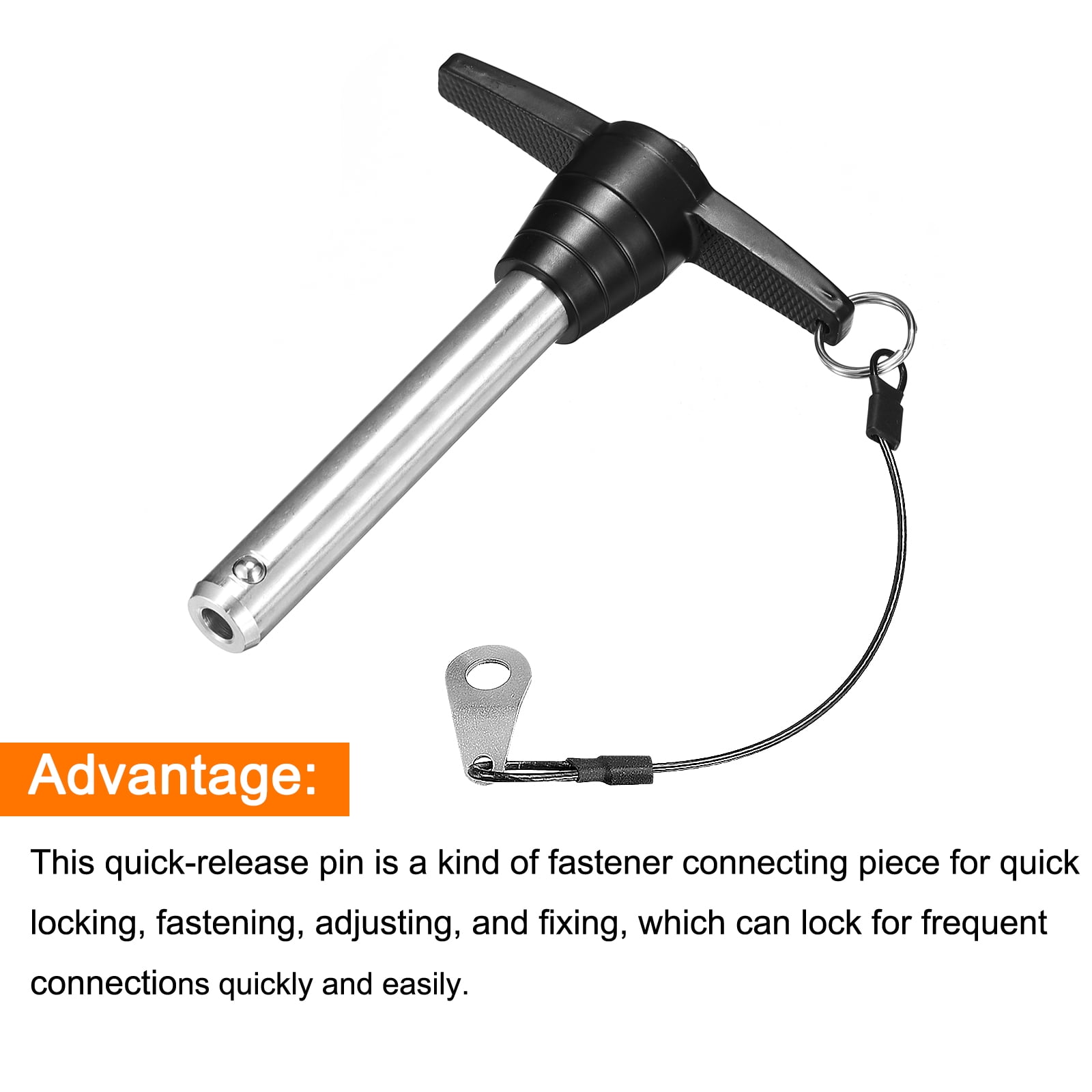 1Pack T Handle Locking Pins, Push-Button Quick Release Pin with Lanyard (16mm-80mm)