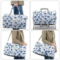 thumbnail image 5 of Garronmavis Large Quilted Duffle Bag for Women, Blue Palm Tree Floral Print Bag Weekender Overnight Bag Travel Gym Dance Bag with Zipper Pockets, 5 of 7