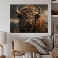 thumbnail image 2 of Designart "Bison Likeness " Animals Print on Natural Pine Wood, 2 of 5