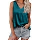 thumbnail image 1 of Camiseta sin mangas con cuello en V para mujer, color puro, acabado satinado, moda sin mangas, color liso satinado, 1 of 6