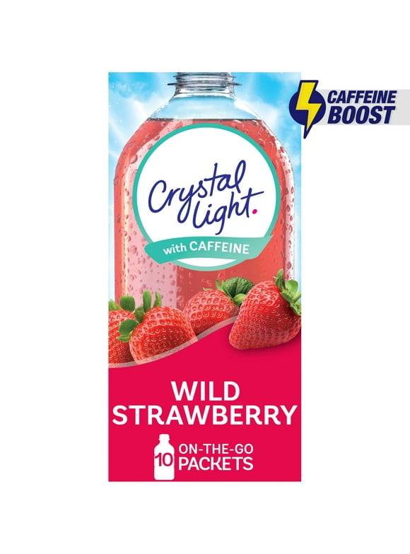 Crystal Light Wild Strawberry Sugar Free Drink Mix Singles with Caffeine, 10 ct On-the-Go-Packets