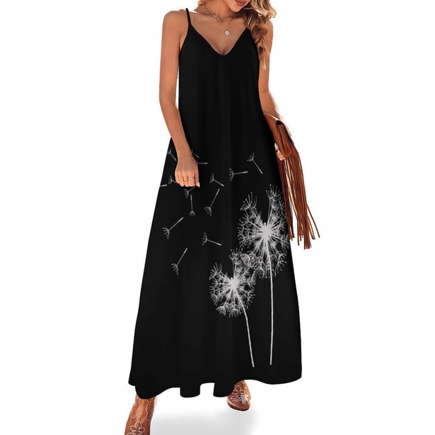 Nuevo Pusteblumen - Vestido sin mangas de diente de león Vestido largo para mujer Vestidos para mujer Vestidos para mujer Verano Vestido elegante