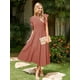 thumbnail image 2 of Vestido Simplee para mujer, a rayas, a rayas, con volantes, mangas casquillo para maternidad, 2 of 6