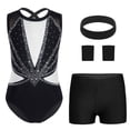 thumbnail image 3 of Aislor Girls Tank Unitards With Shorts Headband Gymnastics Leotard Athletic Ballet Dance Bodysuit Training Outfits White 16, 3 of 7