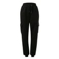 thumbnail image 4 of Womens Daily Home Outdoor Elastic Waist Side Pockets Pants Casual Workout Trousers Sweatshirt Cargo Pants, 4 of 8