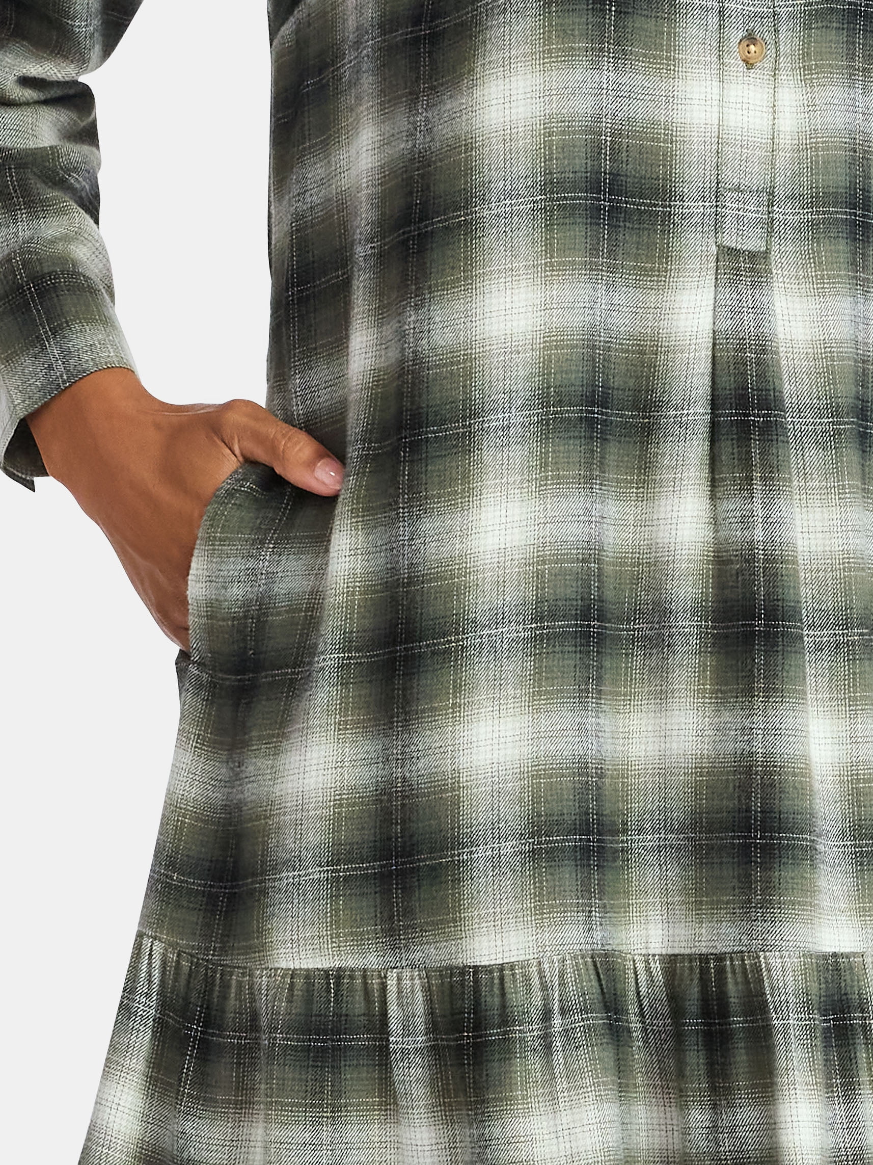 Time and Tru Women's Plaid Mini Dress with Long Sleeves, Sizes XS-XXXL