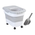 thumbnail image 4 of Contenedor de almacenamiento de alimentos para perros y gatos, contenedor de arroz con ruedas, harina de cereales y azúcar Blanco, 4 of 8