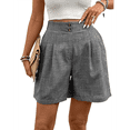 thumbnail image 1 of Pantalones Cortos de de Cintura Alta y Pierna con Bolsillos para Mujer, de Verano Gris Oscuro L, 1 of 7