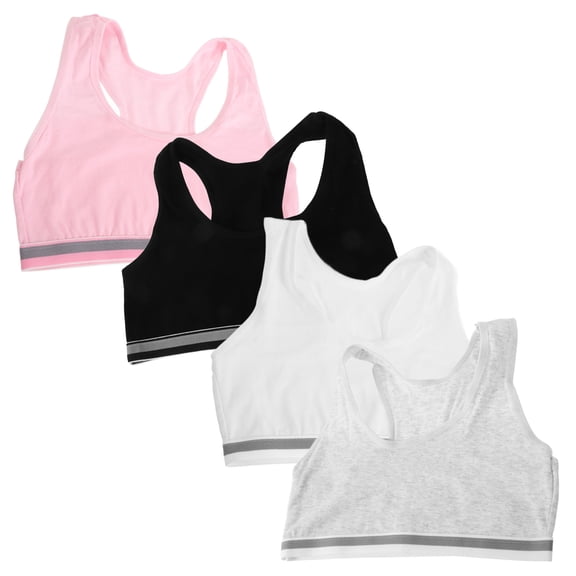 RENACLIPY 4pcs Cotton Sports Bras for Teens Daily Wear with Light Support Training Activewear