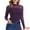 Purple, variant on DARING DIVA Solid Mock Neck Sheer Panel Top S Reds