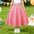 thumbnail image 5 of Cethrio Girls Midi Skirts, Summer Casual A-Line Elastic Waist Plaid Shirts with Pockets Red Size 7-8 T, 5 of 5