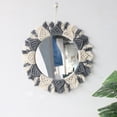 thumbnail image 1 of Espejo decorativo de pared con borlas redondas para el hogar creativo, estilo tapiz tejido hecho a mano, espejo de maquillaje, 1 of 5