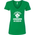 thumbnail image 3 of Inktastic Grandma Luckiest Ever Irish St Patricks Women's V-Neck T-Shirt, 3 of 5