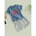 thumbnail image 2 of Inevnen Infant Boy Summer Clothes Suits Letter Print Short Sleeve Crew Neck T-Shirts and Elastic Waist Shorts 2Pcs Set, 2 of 8