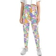 thumbnail image 2 of COEQINE Easter Bunny Eggs Flower Girls Yoga Leggings Pants Full Length Athletic Trousers High Waist Tummy Control, for 8-9 Years Kids Girls, 2 of 7