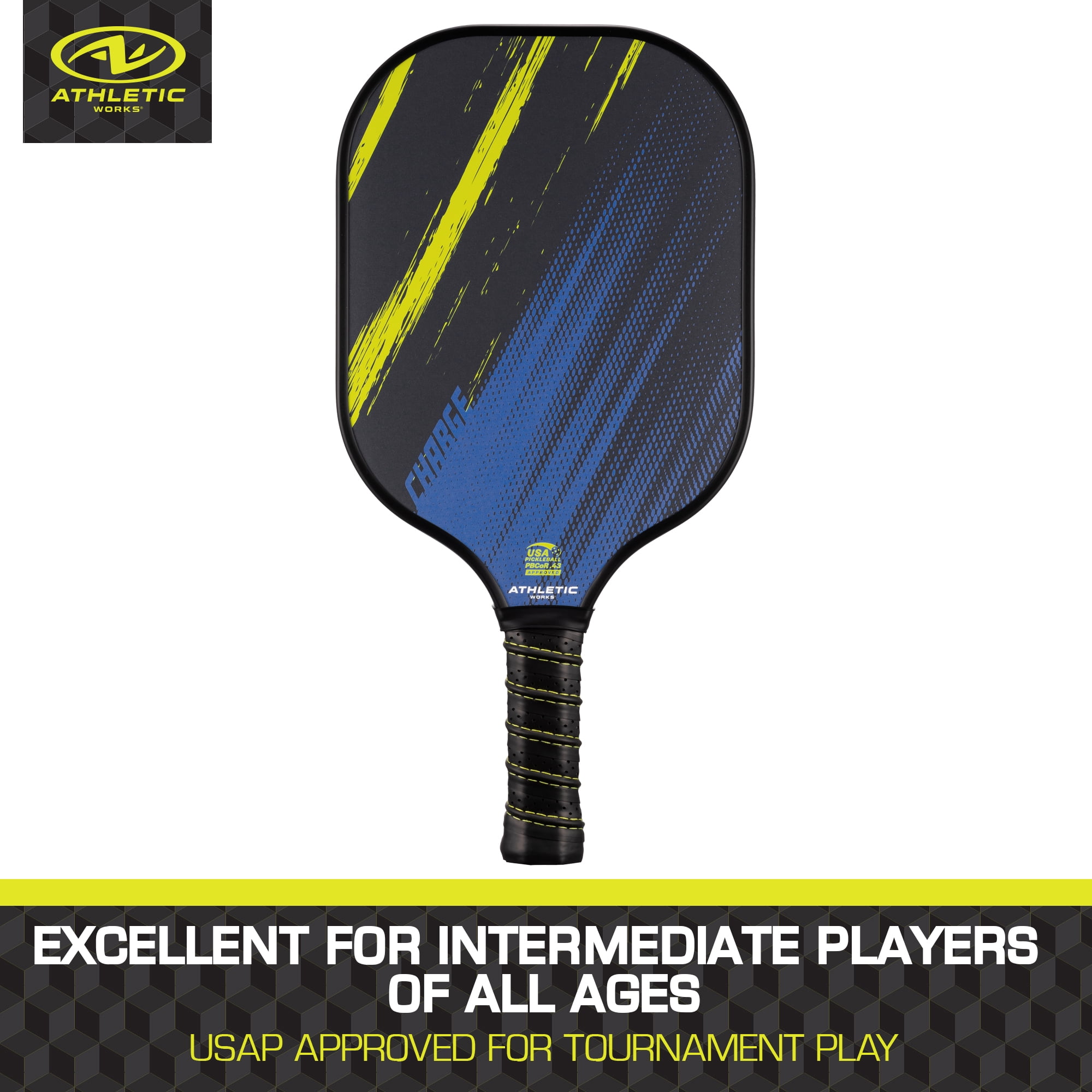 Athletic Works Charge Fiberglass Pickleball Paddle, Blue