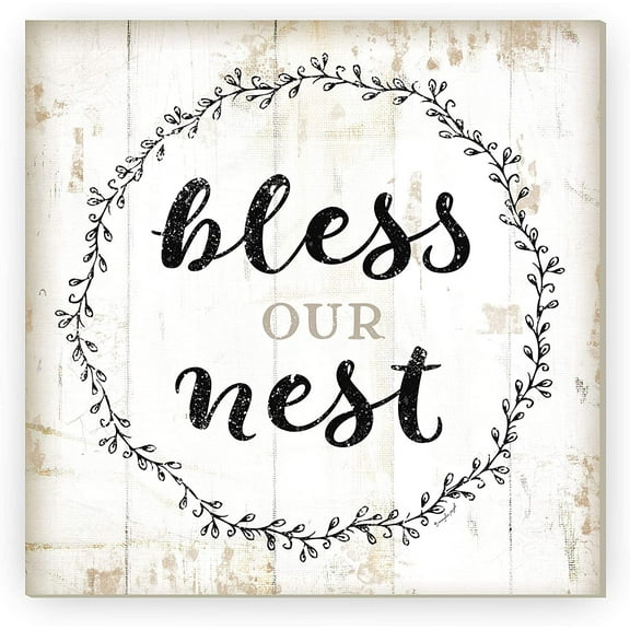 Bless Our Nest Rustic Framed Wood Farmhouse Wall Sign 12x12 (Unframed)