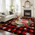 thumbnail image 2 of 8x10 Area Rugs for Living Room, Red Plaid Christmas Non Slip Area Rugs for Kitchen Bedroom Entryway, Xmas Snowflake Birds Botanical Washable Carpet Runner Rug Floor Mats for Bedroom Home Decor, 2 of 9