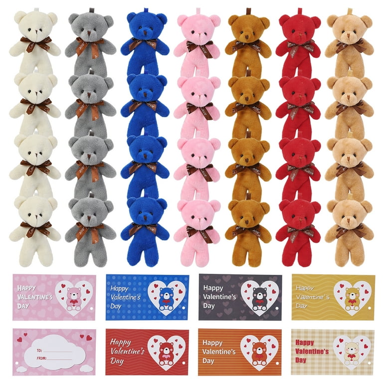 Oyang 28 Pcs Valentines Day Gifts Cards with Animal Plush Toy for Kids,  Mini Animal Stuffed Toys in Bulk for Valentine Exchange