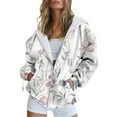 thumbnail image 2 of Dyfzdhu Zip Up Hoodie Women Trendy Floral Printed Long Sleeve Fall Jacket Hooded Sweatshirt With Pockets Plus Size, 2 of 4
