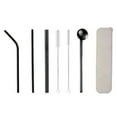 thumbnail image 2 of Ludlz Reusable Stainless Steel Straws Bent Reusable Straws Eco Friendly Extra Long Metal Straws Drinking 7Pcs Reusable Stainless Steel Straws Spoon Drinking Flatware with Cleaning Brush, 2 of 8