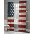 thumbnail image 4 of Vintage American Flag Sheer Curtains 2 Panels Set Red Brown Striped Star Retro Sheer Window Curtains Light Filtering Rod Pocket Voile Drapes for Bedroom Living Room 52"X96", 4 of 9