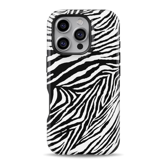 DesignSkinz Scratch-Resistant Hard Slim Case Compatible with iPhone 16 (Compatible with MagSafe) - Toned Zebra Print
