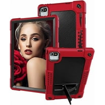 Hoibon for Moderness Tablet MB1001 10.1 inch Case with Shoulder Strap Soft Silicone Hybrid Sturdy Case for 10 inch Okaysea ZZB CZZ Velorim Freeski OLEXEX Bestski HAPPYBE ANYLAKE Tab - Red Black