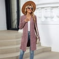 thumbnail image 5 of Women'S Fall Fashion Light-Weight Soft Knit Cardigan Long Sleeve Open Front Coat with Pockets Purple Red M, 5 of 9