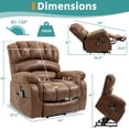 thumbnail image 4 of MEETWARM Large Power Lift Electric Recliner Chair with Extended Footrest for Elderly, Big and Tall Lift Chair for Seniors Reclining Chair for Living Room with Massage and Heated,USB Ports(Brown), 4 of 9