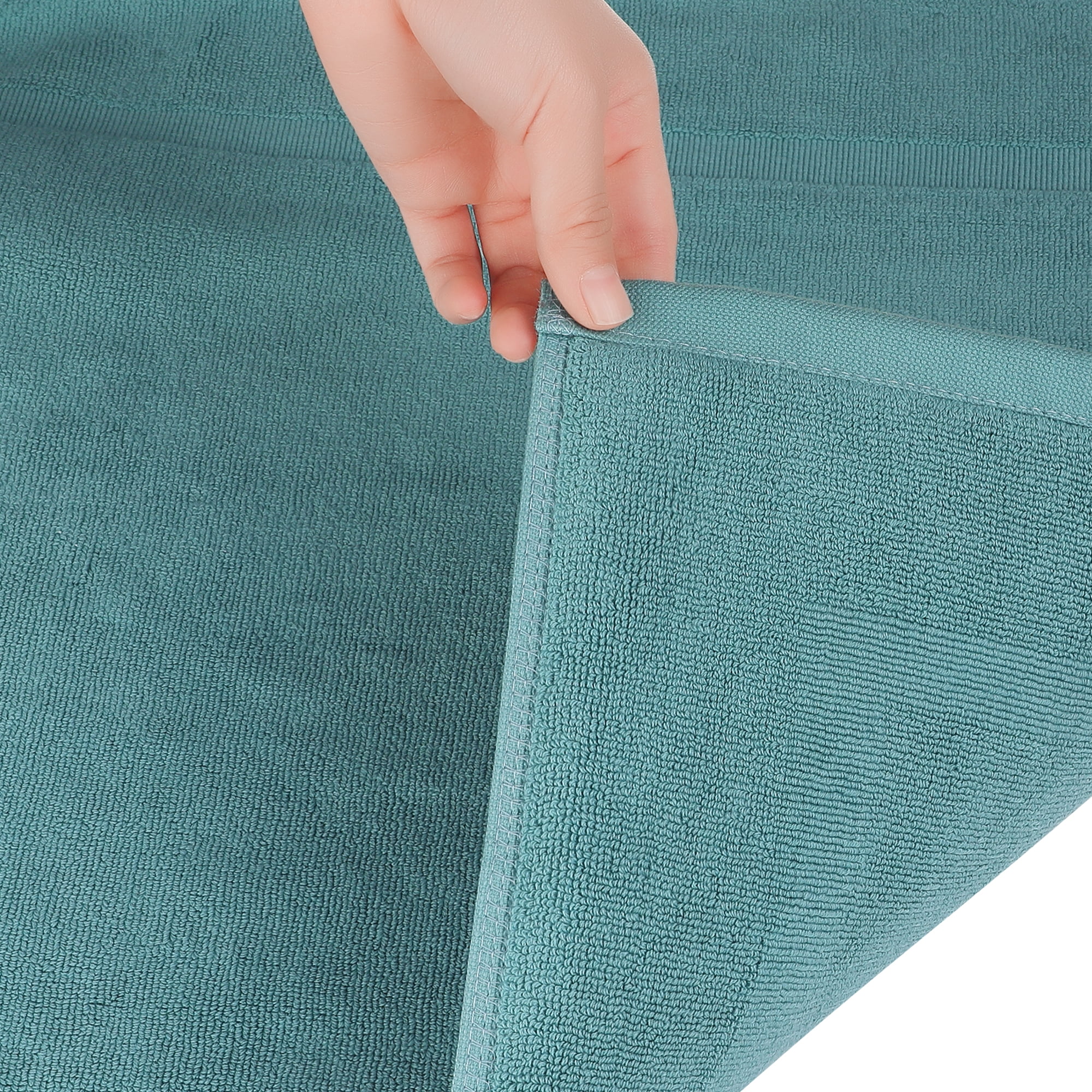 Unique Bargains 3 Pcs Towel Cotton Banded Mat Reversible Step Out Rug Blue 16" x 24"